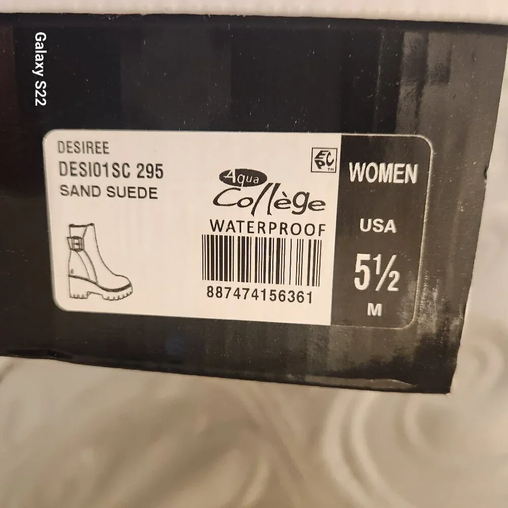 AQUA COLLEGE Womens Beige Waterproof Desiree Almond Toe Block Heel Booties 5.5 M